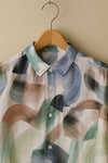 Abstract Brush Linen Shirt ( Invisible Stitching - No Color Fading )