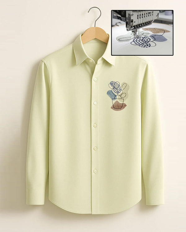 Cactus Threads Cotton Shirt For Men ( Invisible Stitching - No Color Fading )