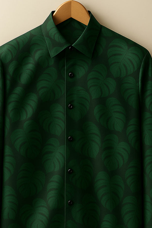 Tropical Green Leaf Designer Shirt