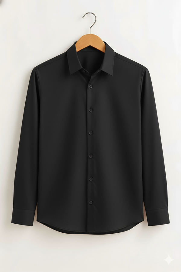 Jet Black Stitchless Placket Shirt
