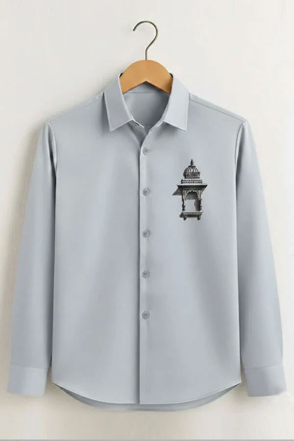 Light Grey Heritage Temple Men's Cotton Shirt in 2026