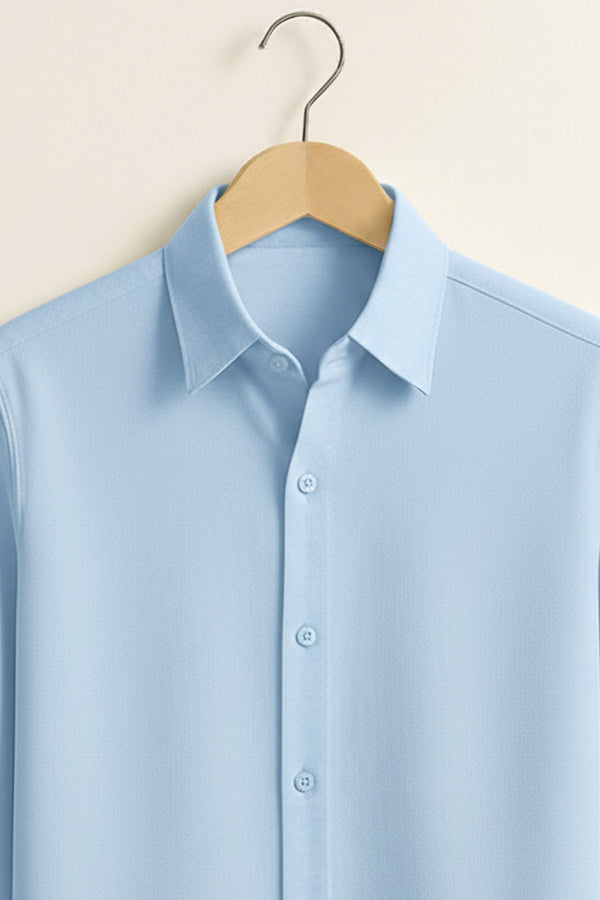 Classic Sky Blue Stitchless Placket Shirt