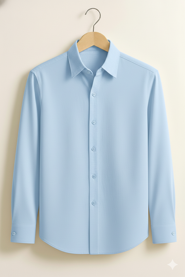 Classic Sky Blue Stitchless Placket Shirt