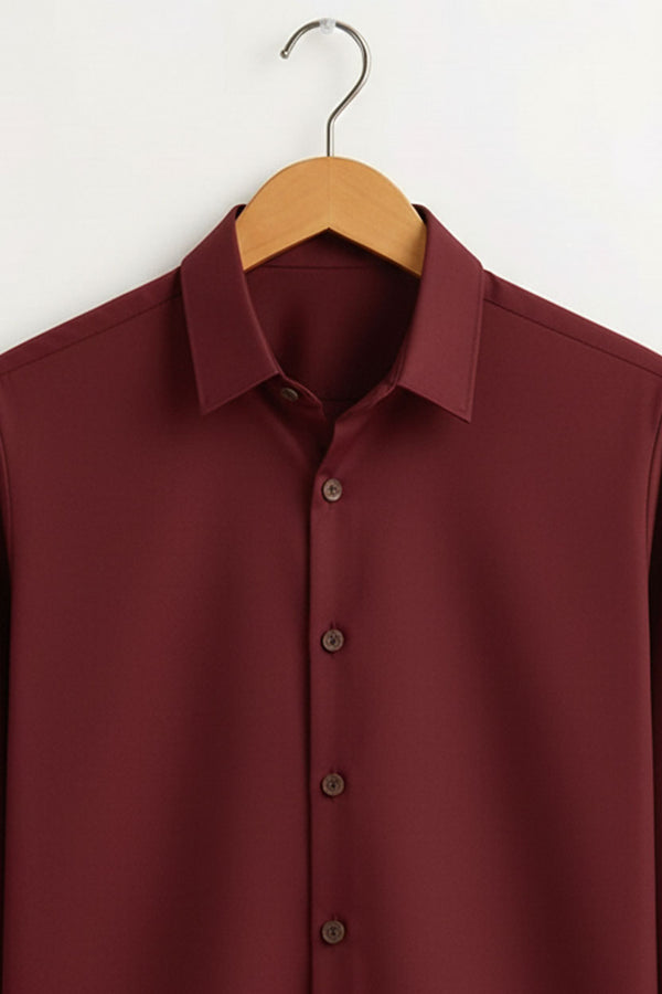 Wine Red Stitchless Placket Shirt