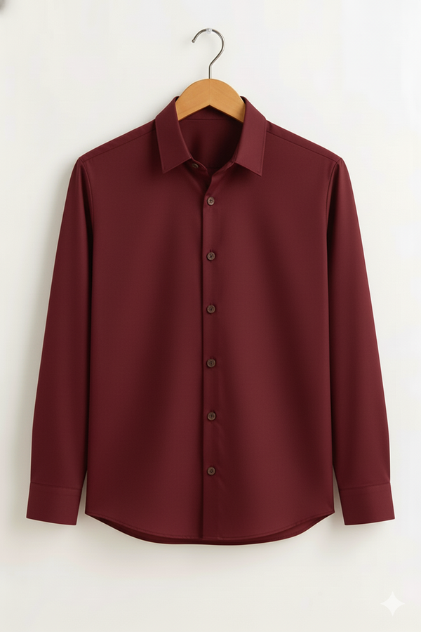 Wine Red Stitchless Placket Shirt