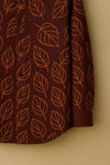 Earthy Brown Leaf Cotton Shirt ( Invisible Stitching - No Color Fading )