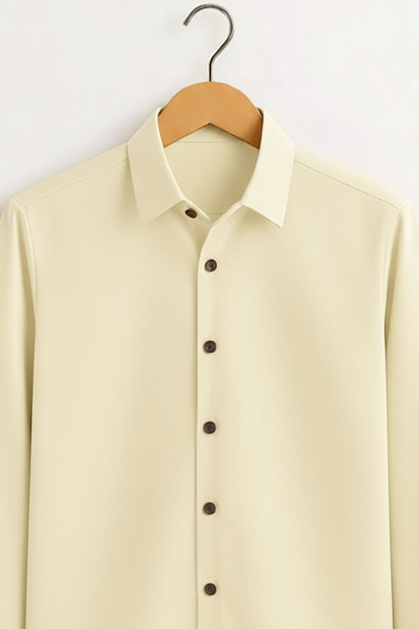 Pastel Yellow Stitchless Placket Shirt