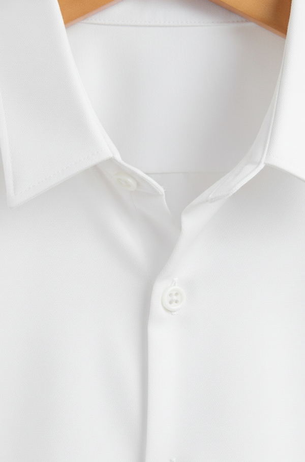 White Cotton Shirt For Men ( Invisible Stitching - No Color Fading )