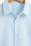 SkyBlue Cotton Shirt For Men - French Placket, Clean Finish Collar