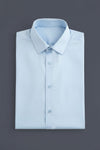 SkyBlue Cotton Shirt For Men - French Placket, Clean Finish Collar