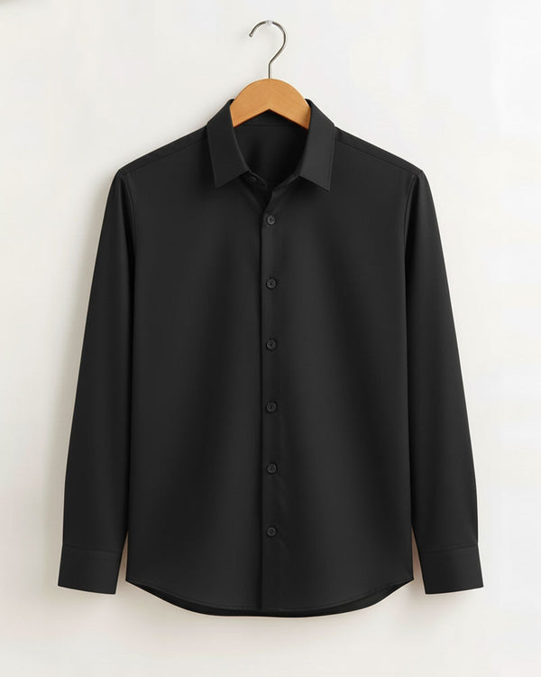 Black Formal Cotton Shirt For Men