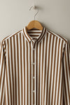 Classic Brown & White Vertical Stripe Designer Shirt