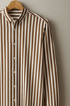 Classic Brown & White Vertical Stripe Designer Shirt