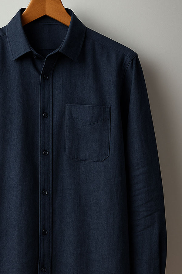 Classic Navy Blue Linen Shirt