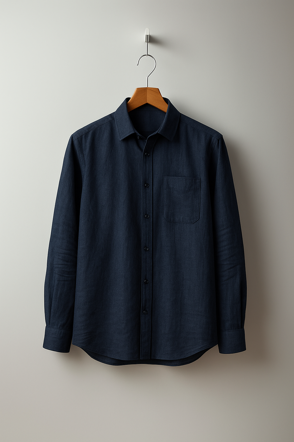 Classic Navy Blue Linen Shirt