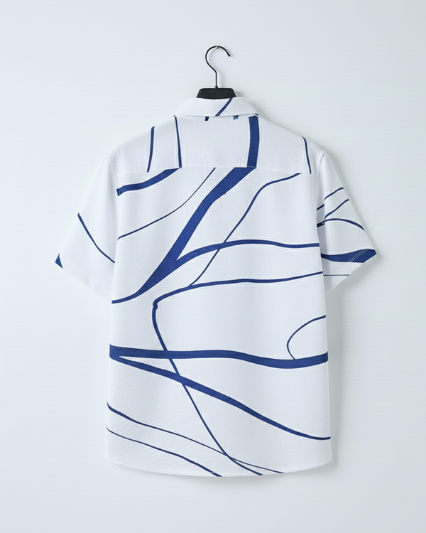 Deep Ocean Current Cotton Shirt - French Placket, Clean Finish Collar