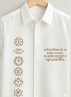 White Viscose with Sanskrit Shlok and7 Chakra Print Close Shirt for Men