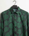 Tropical Green Leaf Shirt ( Invisible Stitching - No Color Fading )