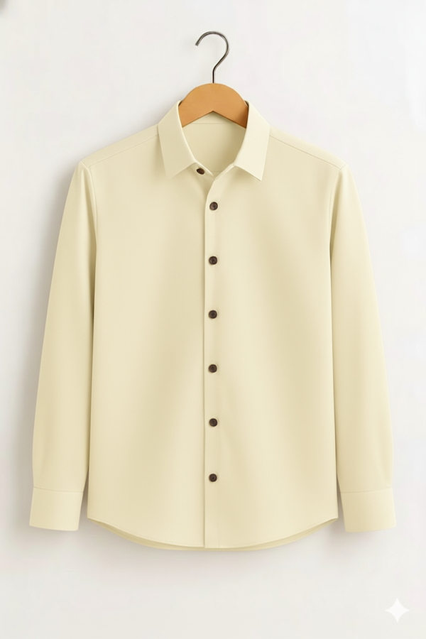 Pastel Yellow Stitchless Placket Shirt