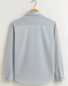 Sky Grey Giza Cotton Shirt For Men - French Placket, Clean Finish Collar