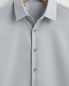 Sky Grey Giza Cotton Shirt For Men - French Placket, Clean Finish Collar