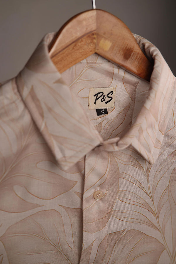 Beige Leaf Designer Shirt