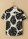 Men's Black & White Tropical Print Shirt Back Side