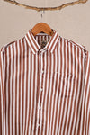 Classic Brown & White Vertical Stripe Designer Shirt