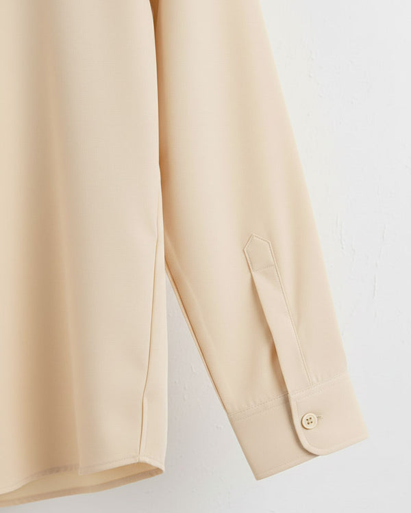 Cream Giza Cotton Shirt For Men - French Placket, Clean Finish Collar