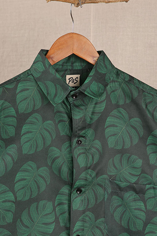 Tropical Green Leaf Designer Shirt
