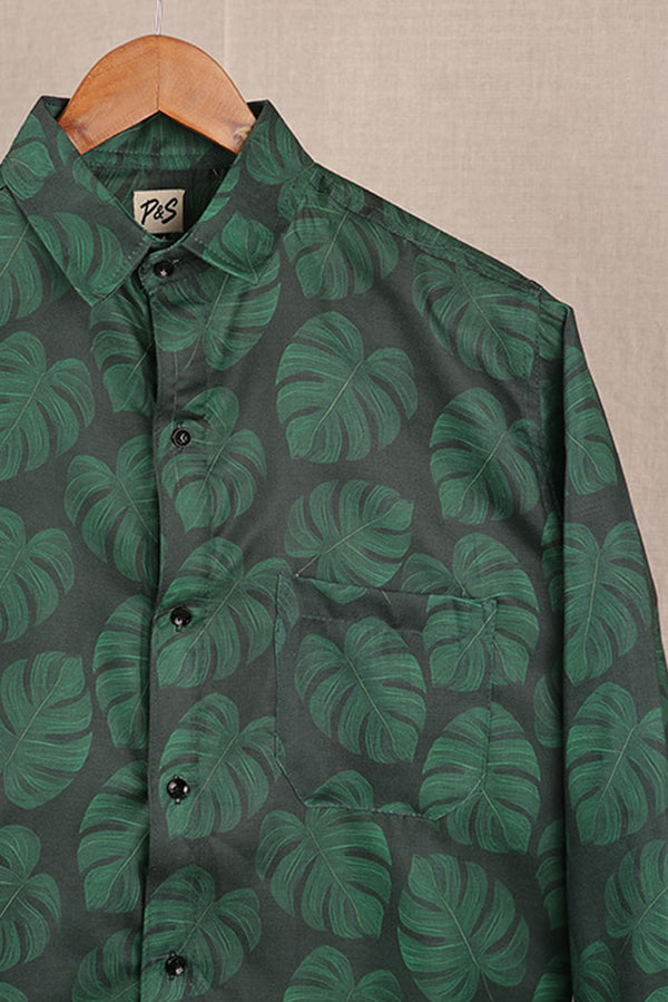 Tropical Green Leaf Designer Shirt