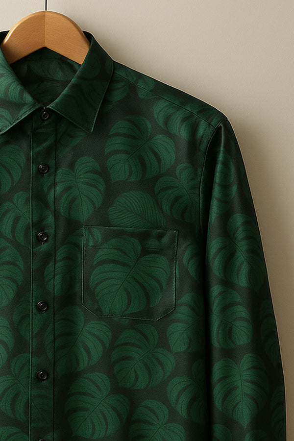 Tropical Green Leaf Designer Shirt
