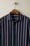 Navy Blue Striped Casual Shirt