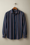 Navy Blue Striped Casual Shirt