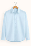 SkyBlue Cotton Shirt For Men - French Placket, Clean Finish Collar