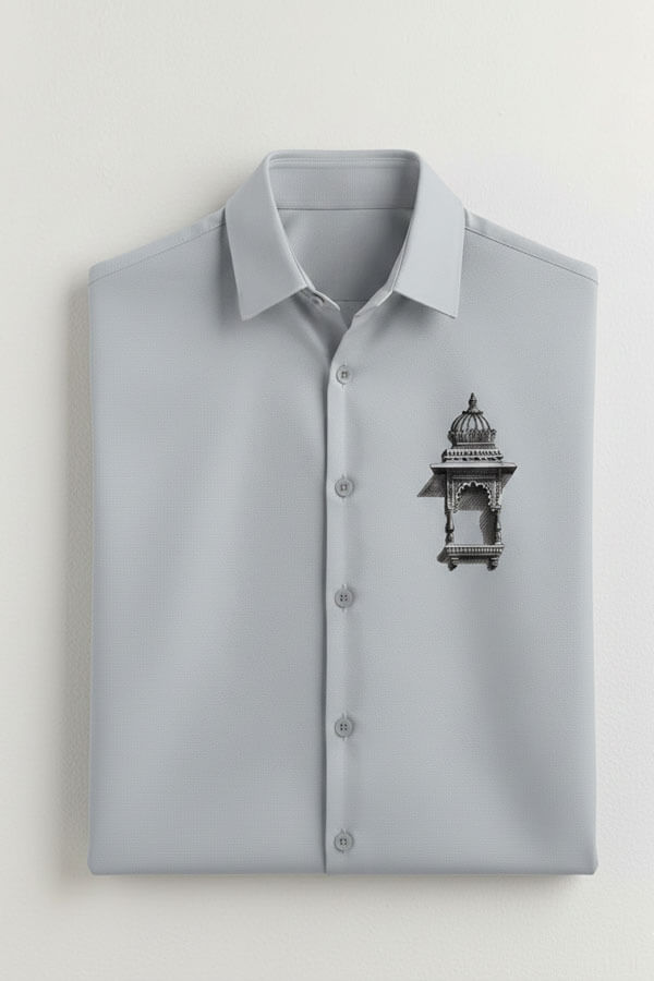 Light Grey Heritage Temple Men's Cotton Shirt in 2026