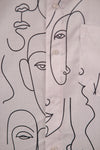 Off White Linen with Abstract Face Art