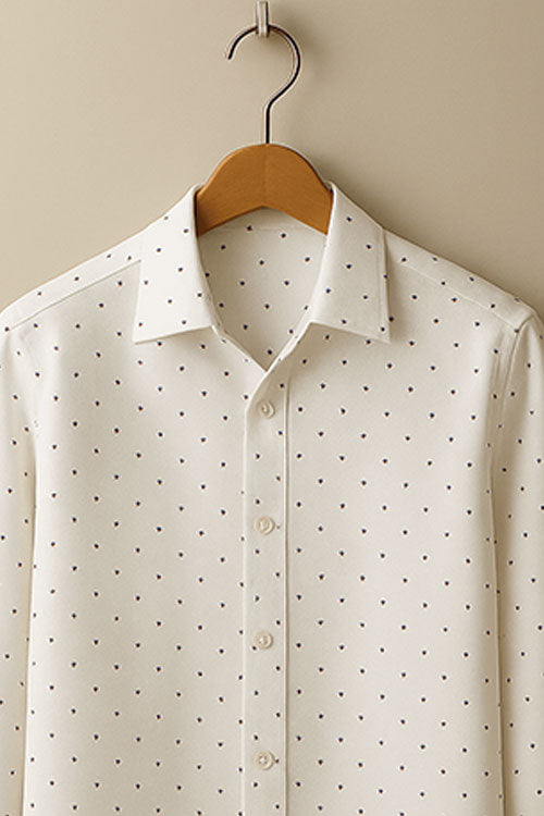 White Formal Shirt with Subtle Dot Designer Shirt