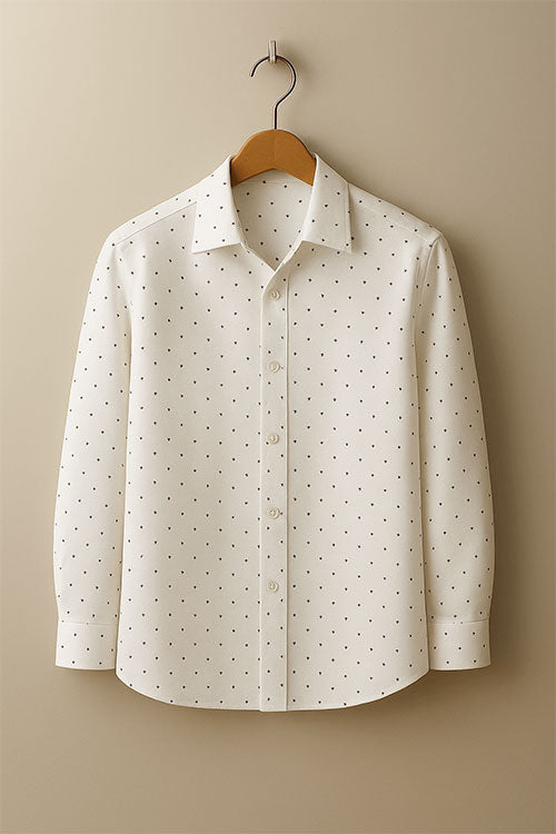 White Formal Shirt with Subtle Dot Designer Shirt