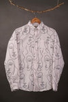 Off White Linen with Abstract Face Art
